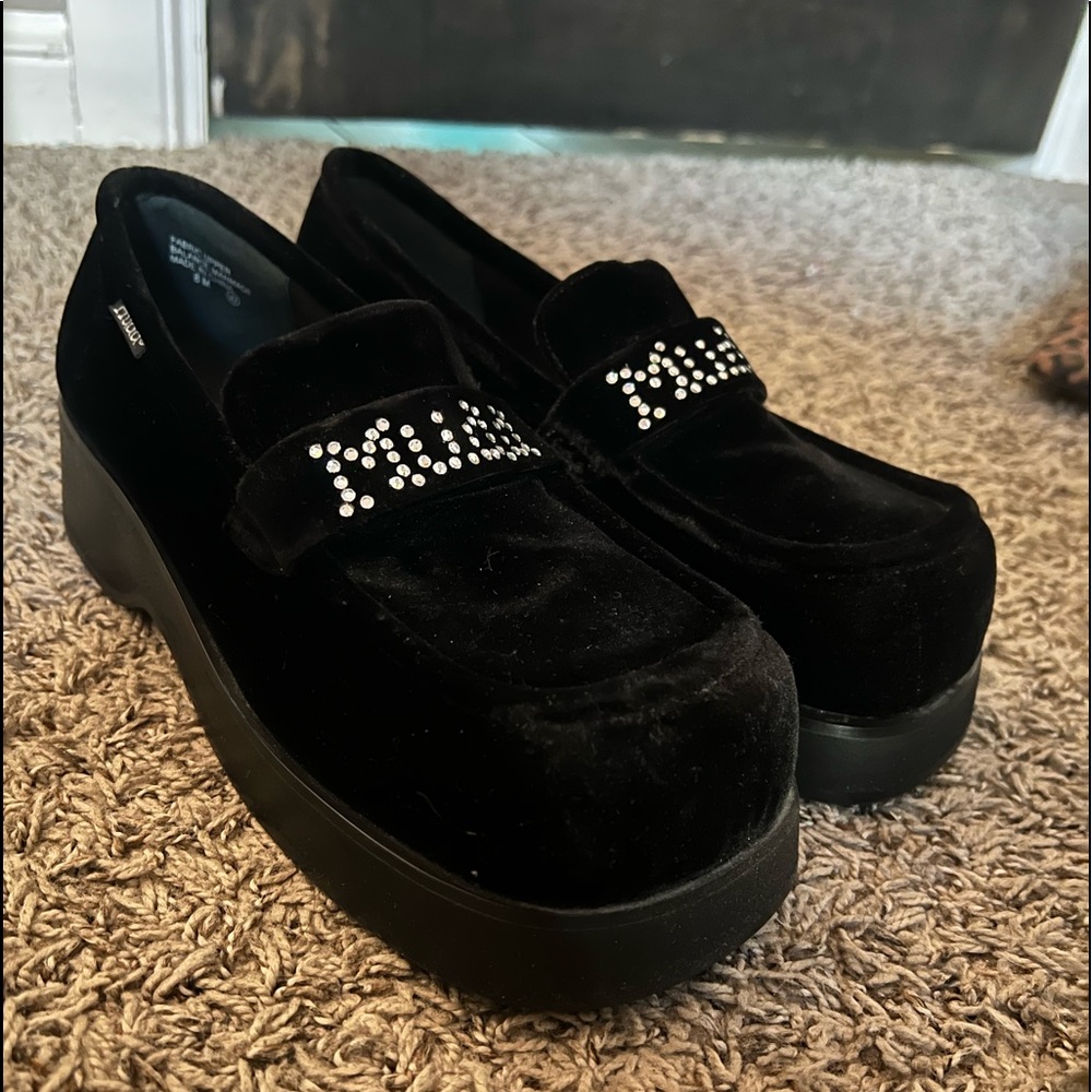 mudd velvet bedazzled platform shoes